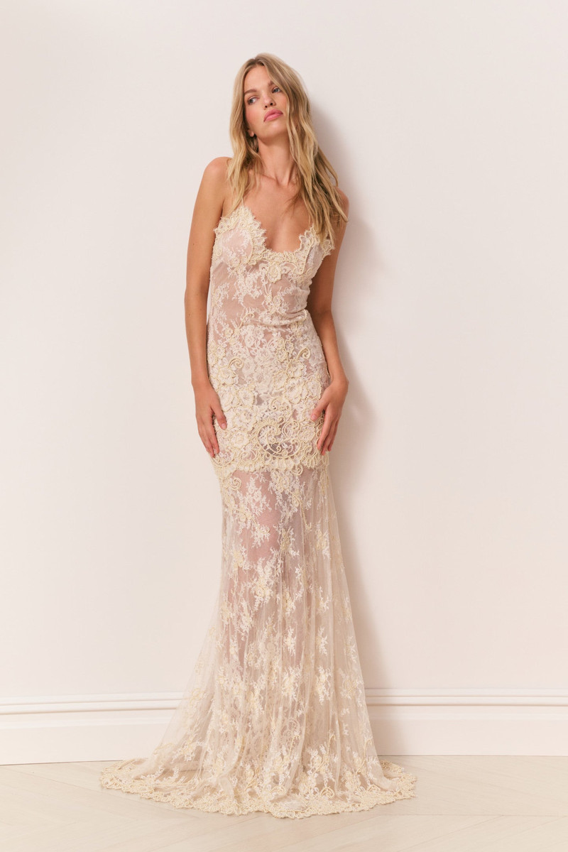 Noira Lace Pearl-Embellished Gown 4