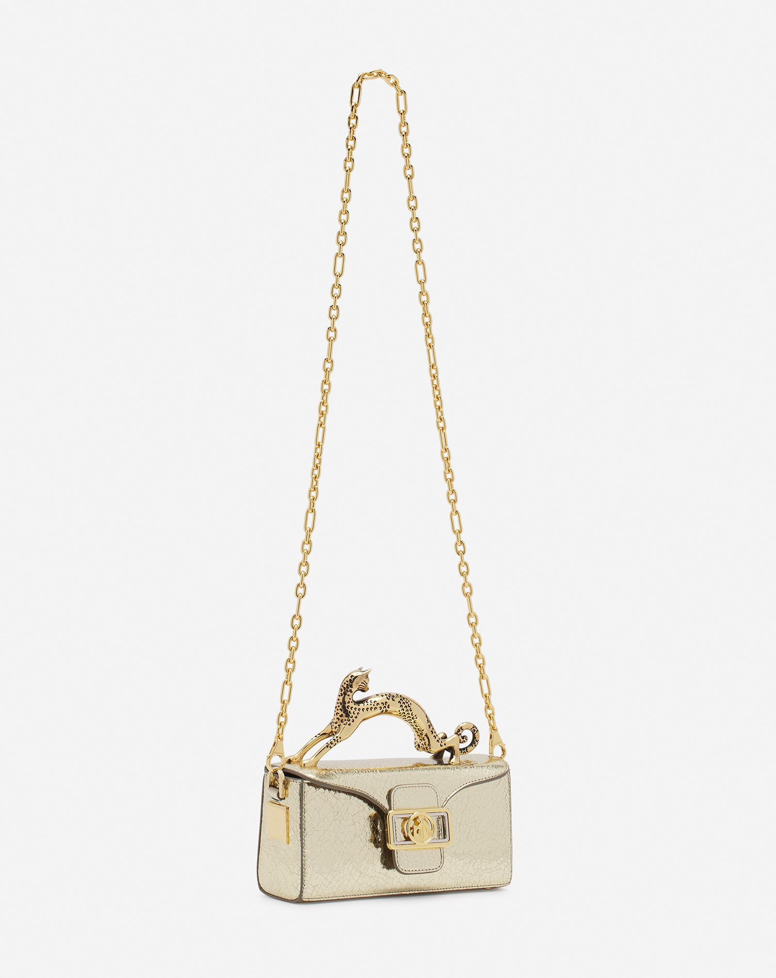 NANO PENCIL CAT BAG IN CRACKLED METALLIC LEATHER - 4