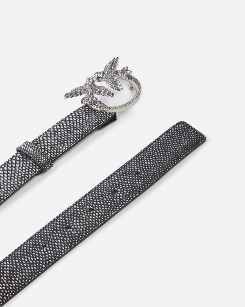 3CM LAMINATED PYTHON BELT WITH RHINESTONE BUCKLE PINKO GALLERIA. 3
