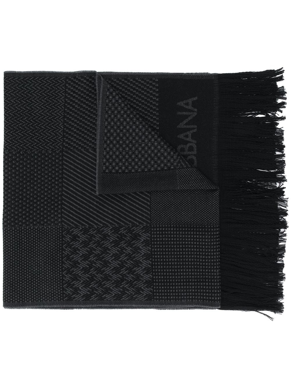 logo-intarsia fringed scarf - 1