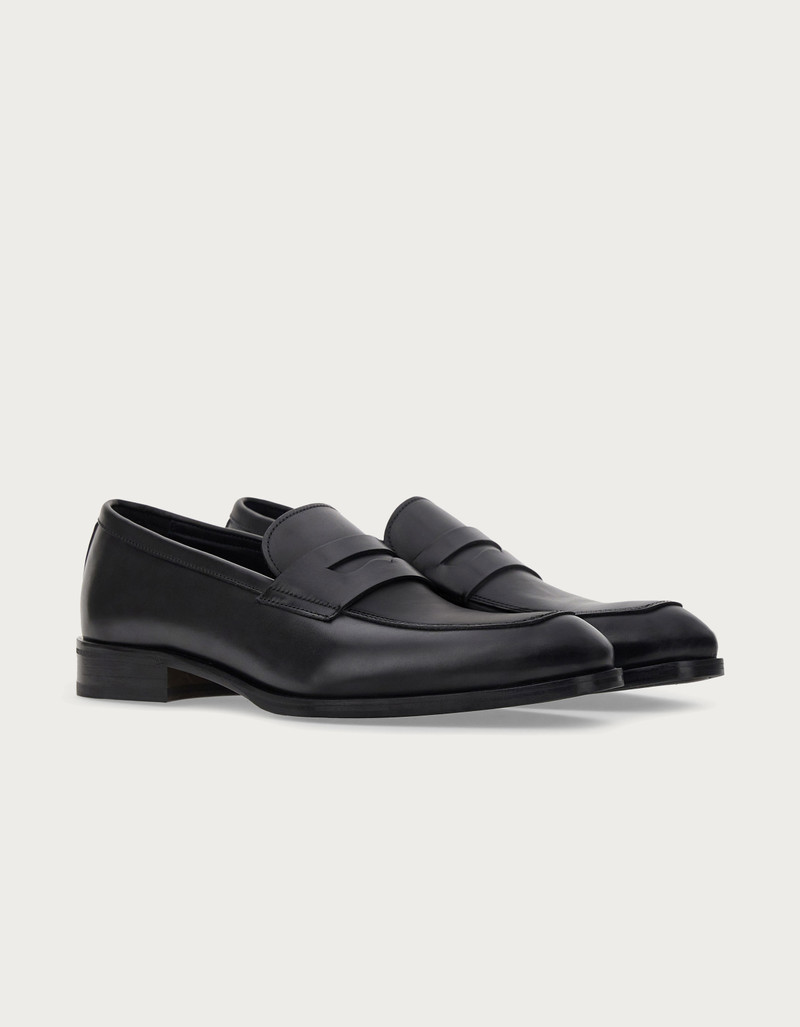 PENNY LOAFER IN BLACK ROUGH CALFSKIN 1