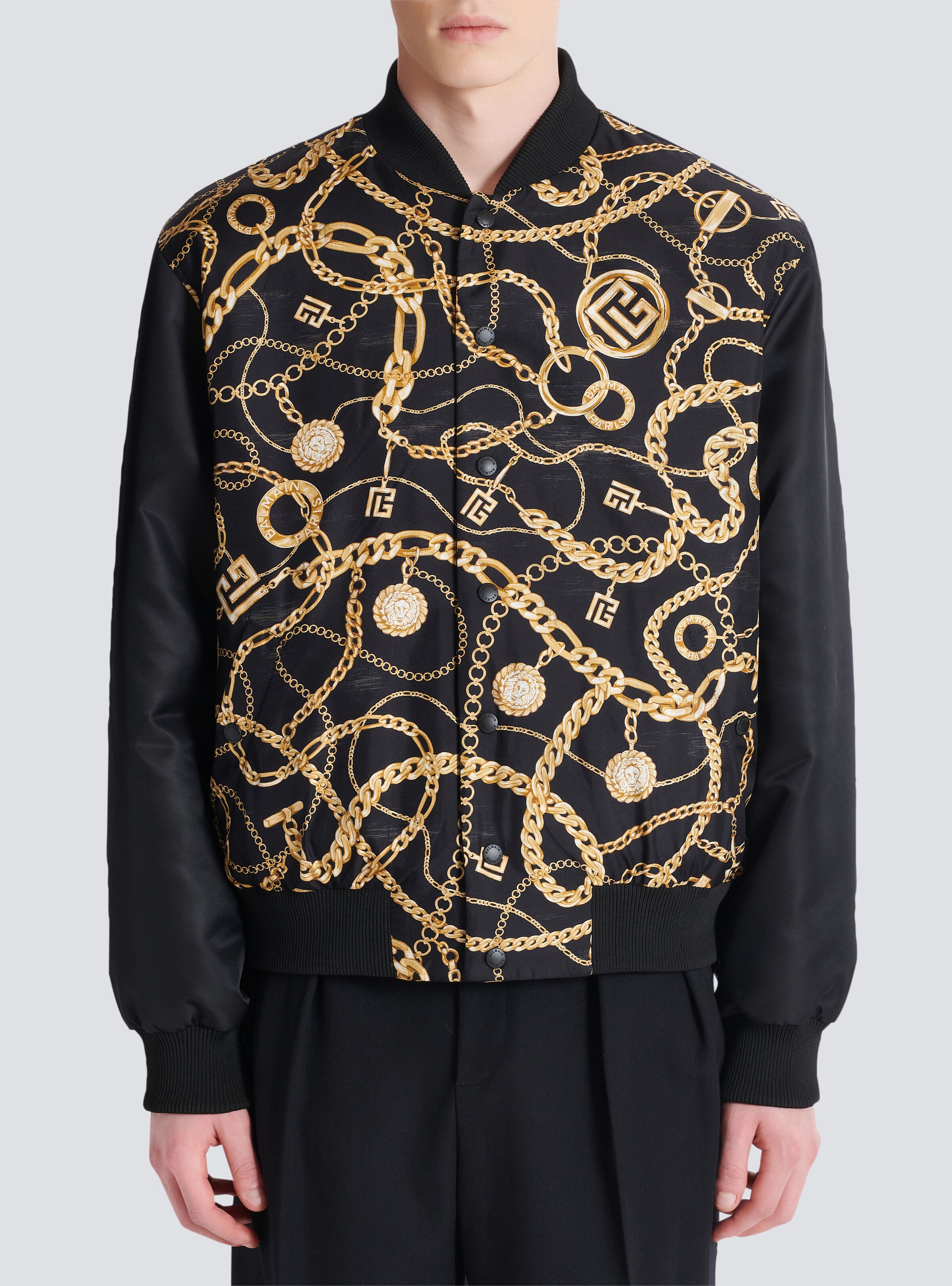 Reversible printed bomber jacket with Chaînes pattern - 5