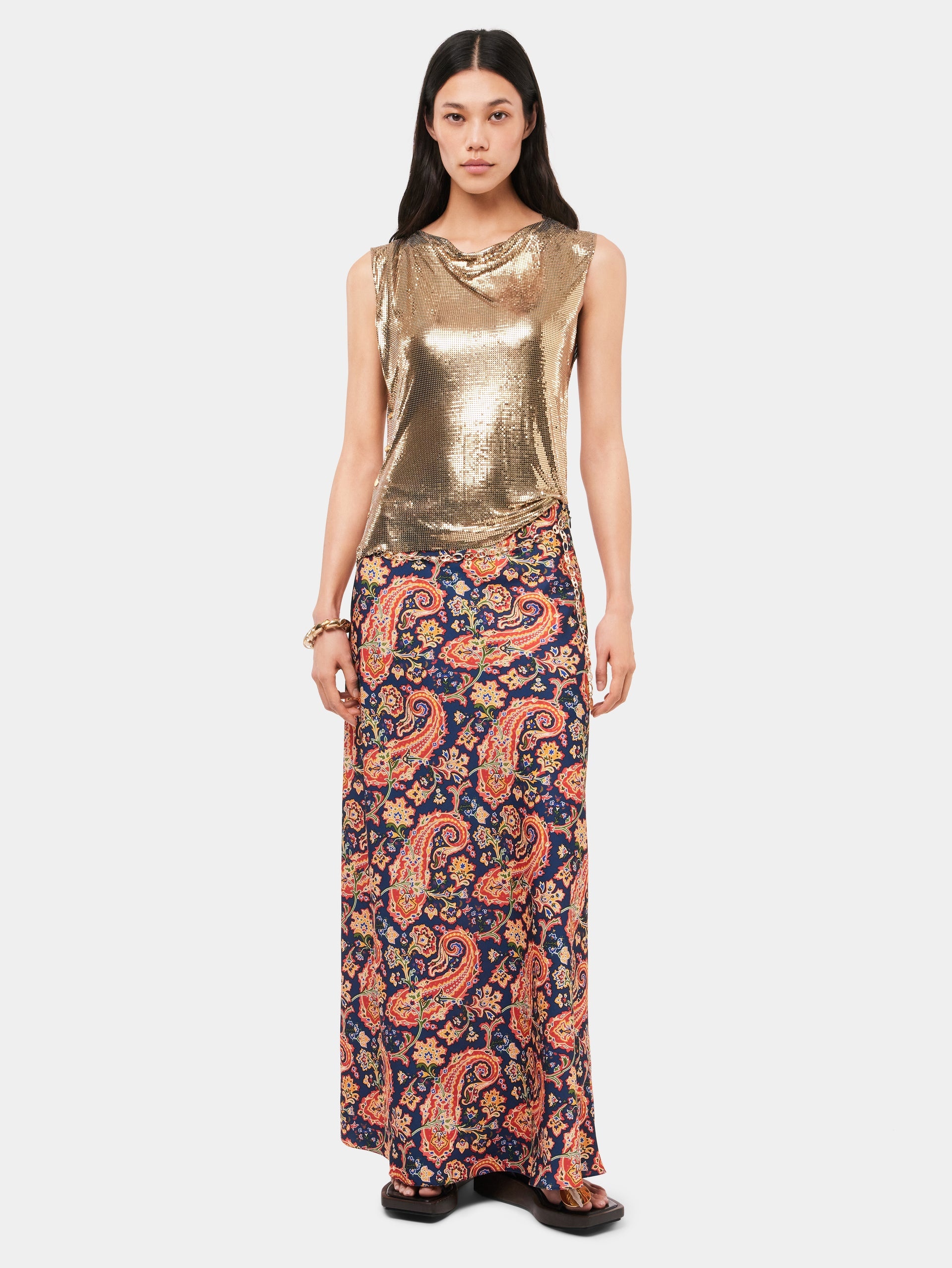 PAISLEY NUISETTE SKIRT WITH SIGNATURE EIGHT CHAIN - 2
