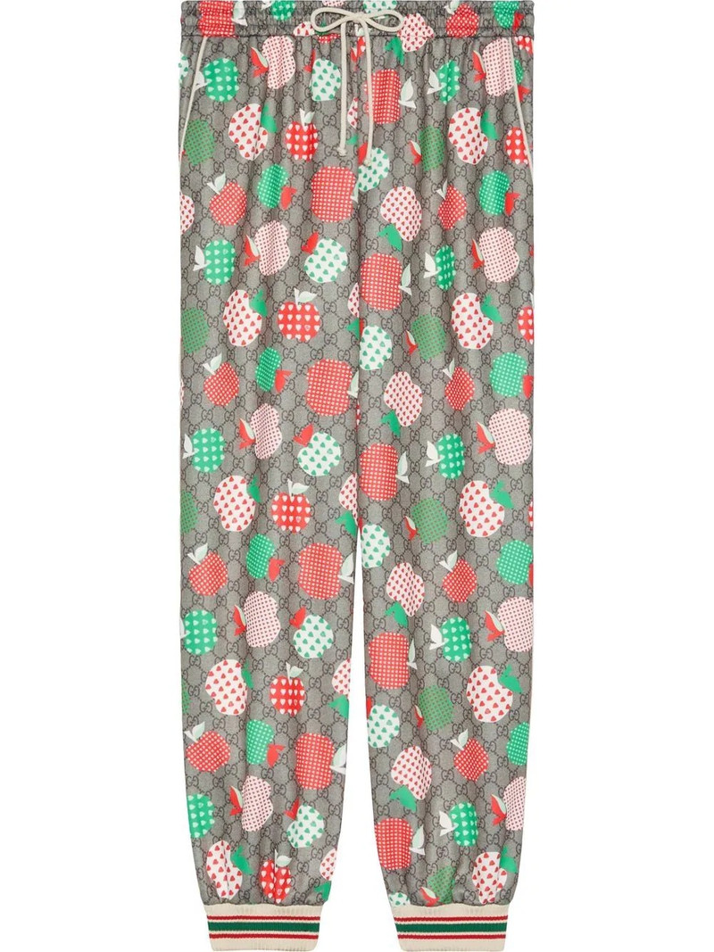 GG apple-print tack pants - 1