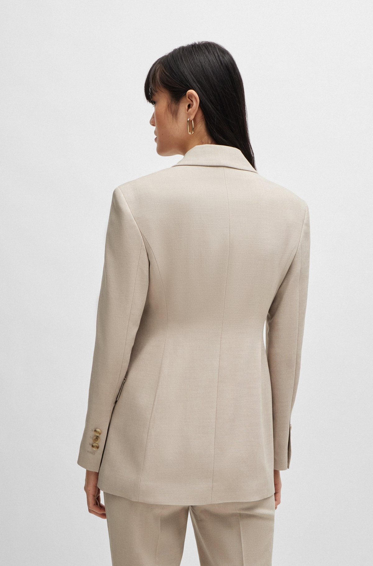 SINGLE-BREASTED JACKET IN STRETCH FABRIC - 4