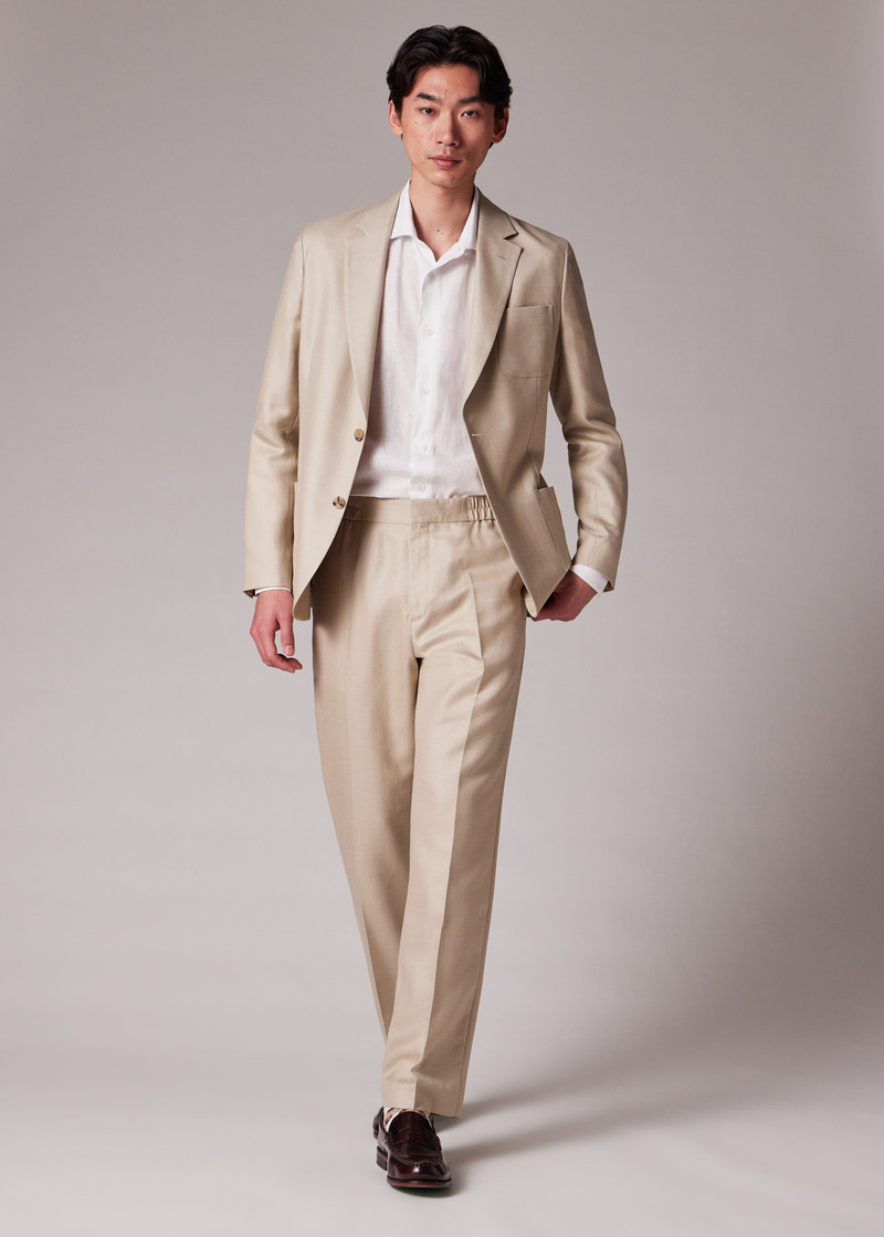 Light Camel Wool-Silk Unlined Suit 10