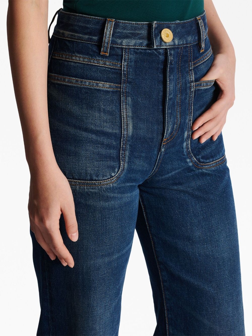 high-waisted flared jeans - 4