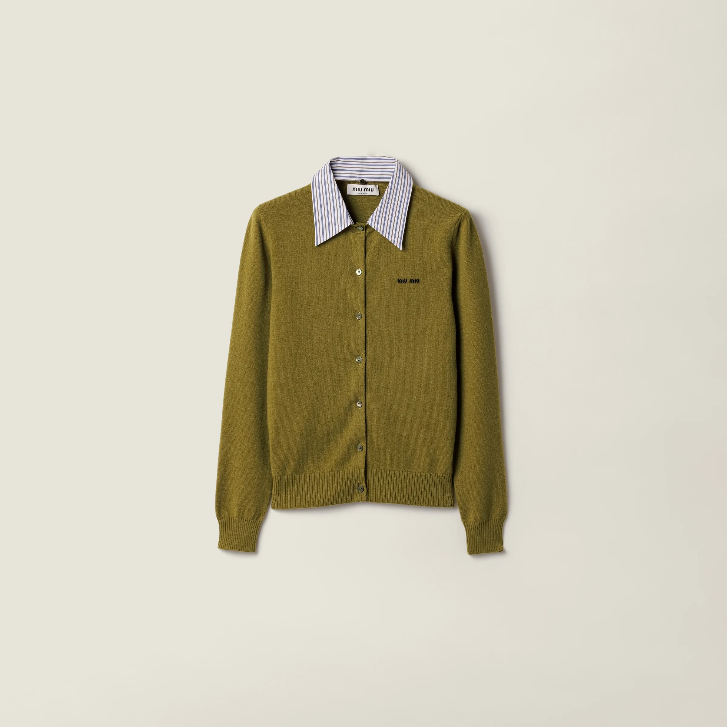 Cashmere cardigan with collar - 1