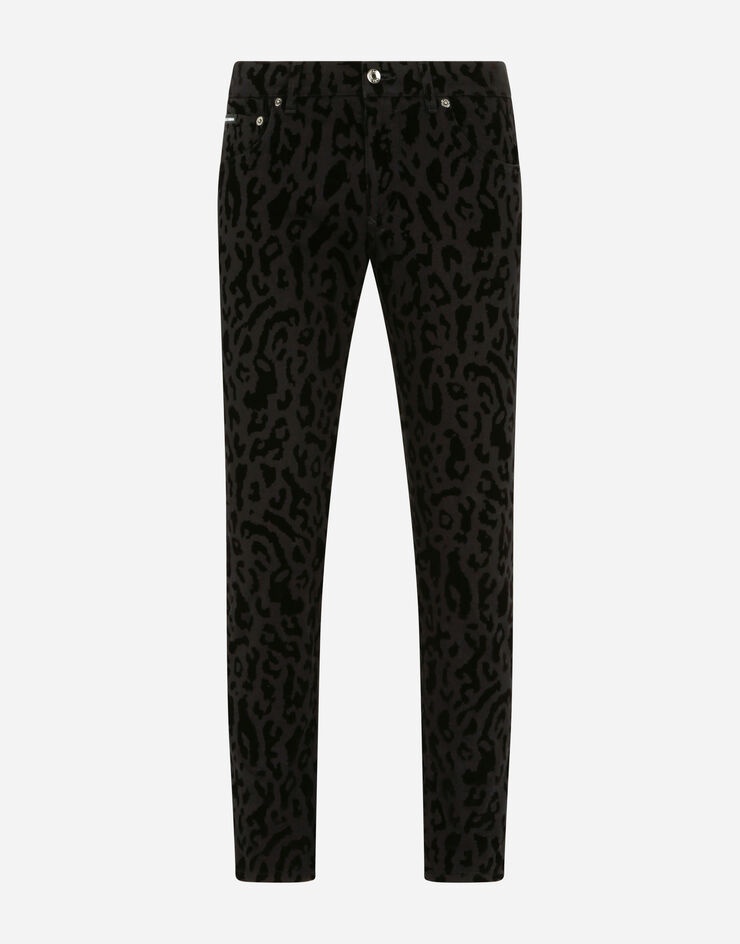 Skinny stretch jeans with leopard print - 3