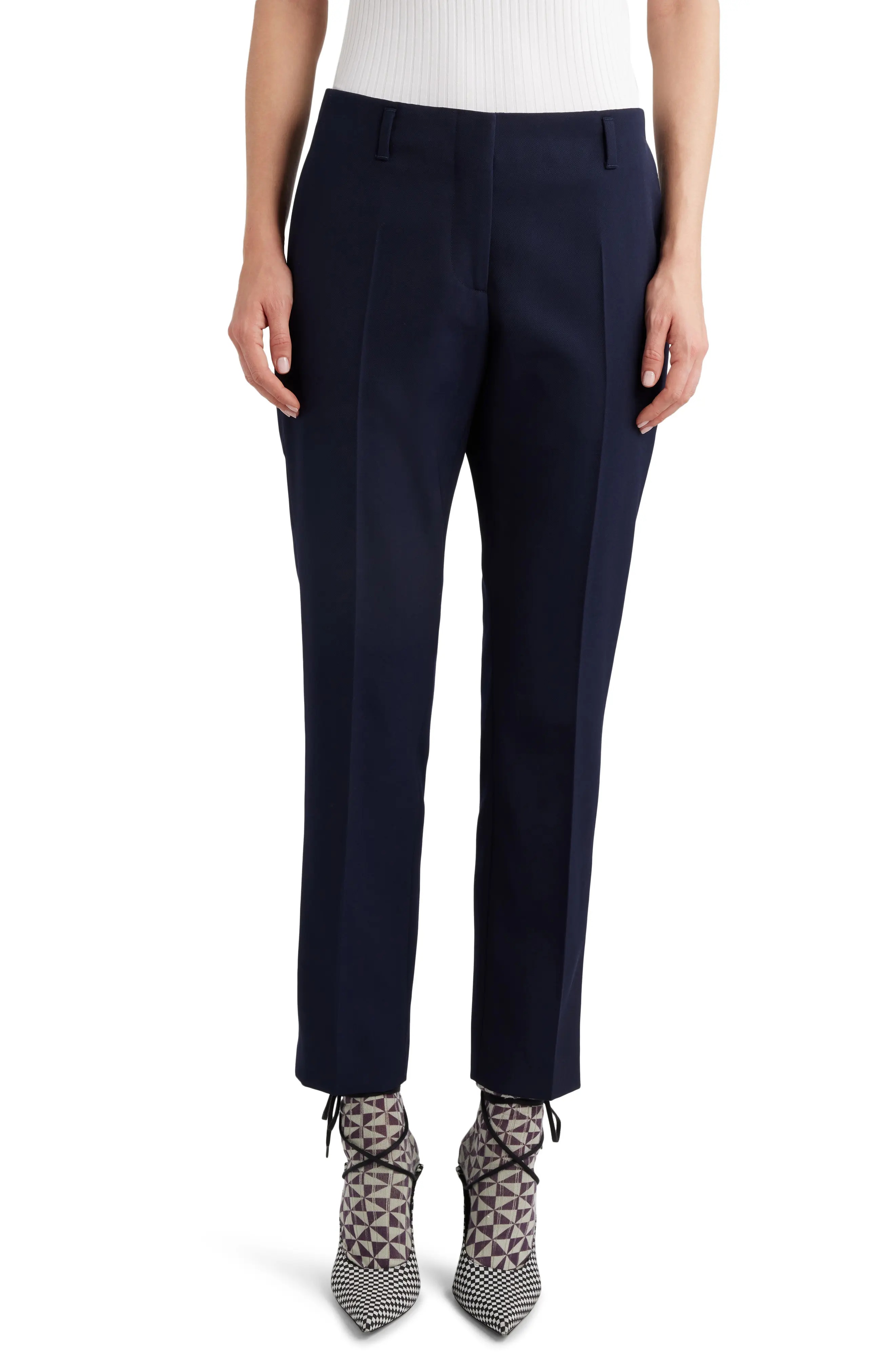 Fitted Twill Ankle Pants - 1