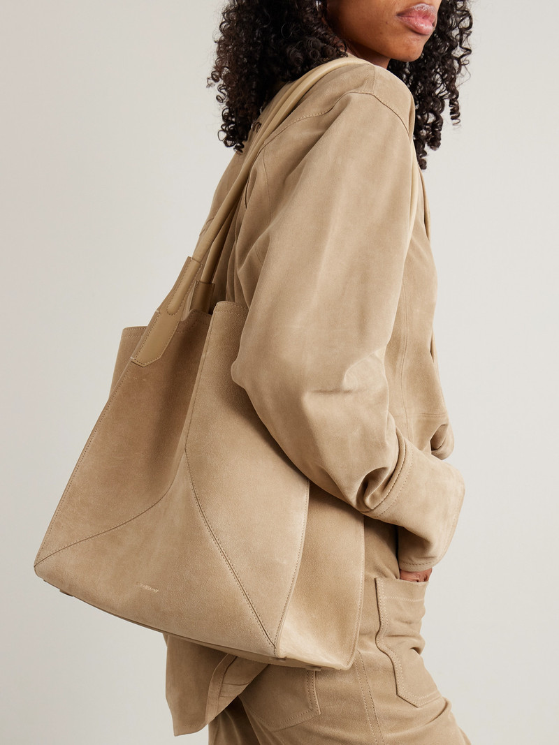 Victoria Beckham The Victoria Soft Mini Leather-trimmed Suede Tote outlook