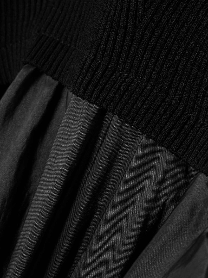 Kenny ribbed-knit and pleated taffeta mini dress 4