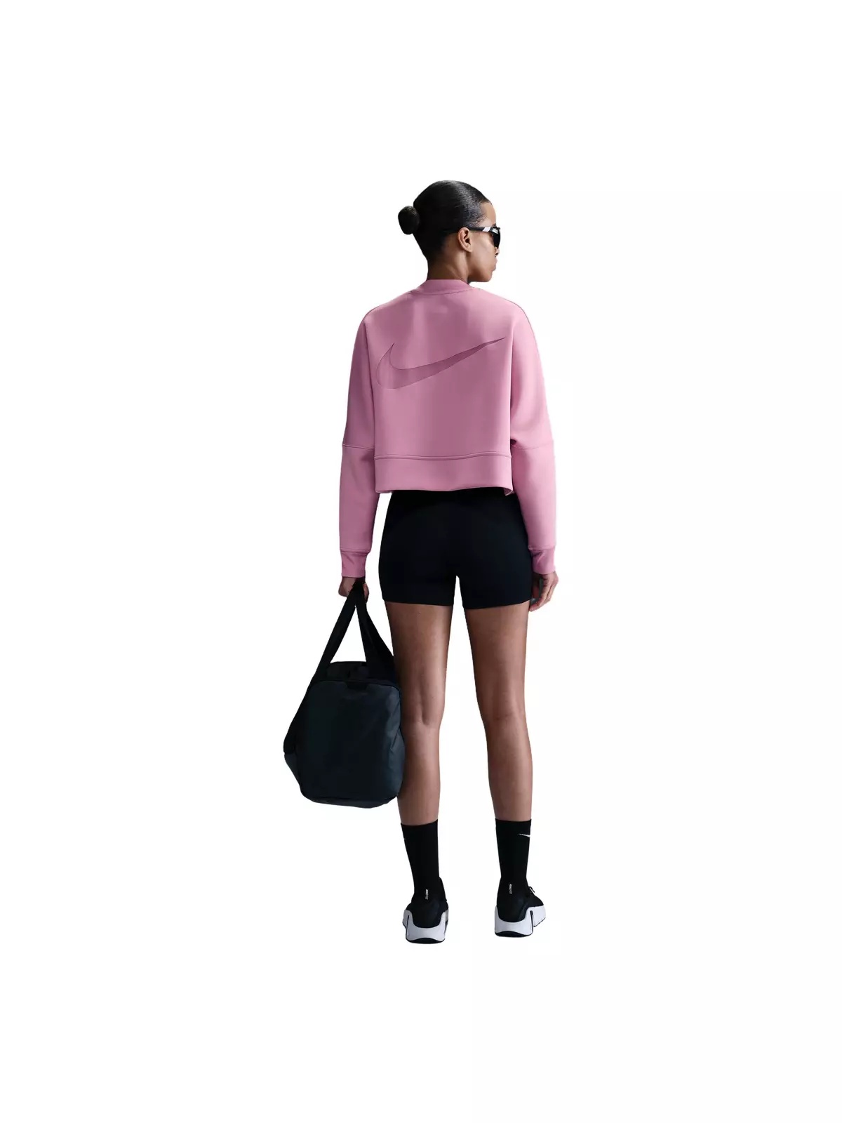 Women's Prima Dri-FIT Oversized Crew-Neck Cropped Top-Pink - 5