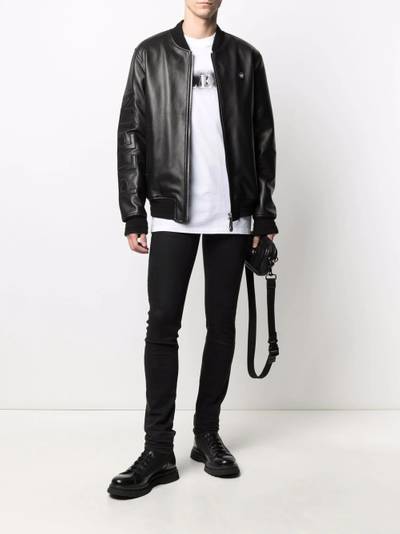 PHILIPP PLEIN embossed-logo leather jacket outlook