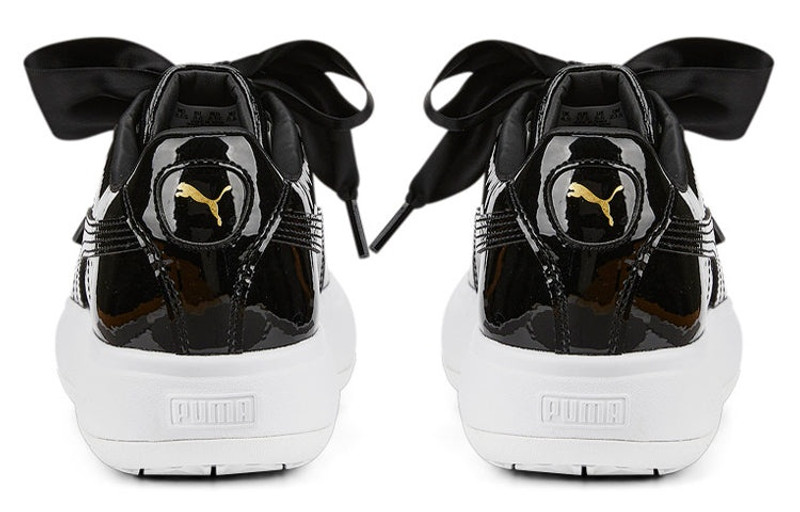 (WMNS) PUMA Suede Mayu Heart Patent 'Black White' 385967-02 5