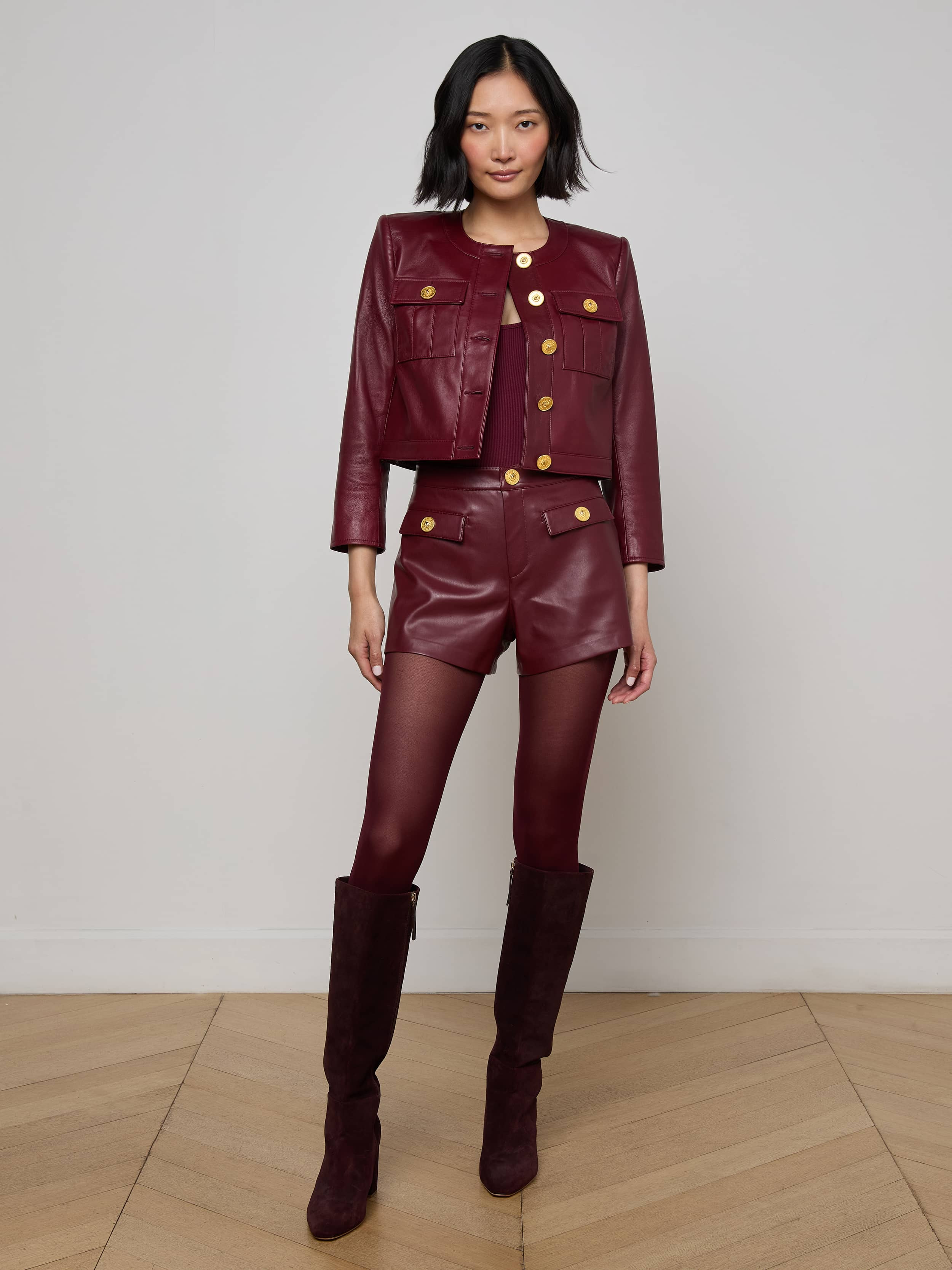 Deidra Cropped Leather Jacket - 4