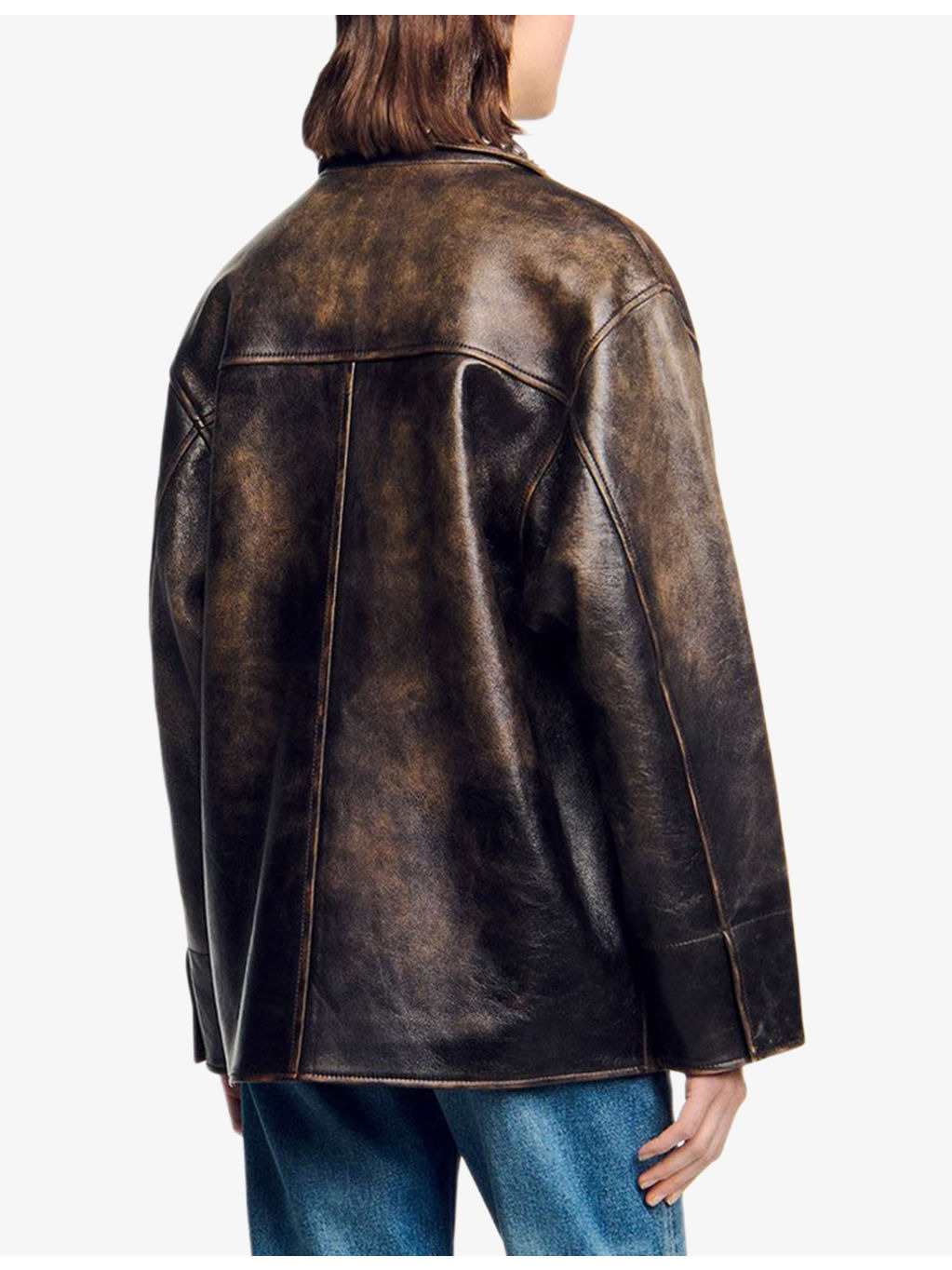 Oversized Stud-Embellished Leather Jacket - 4