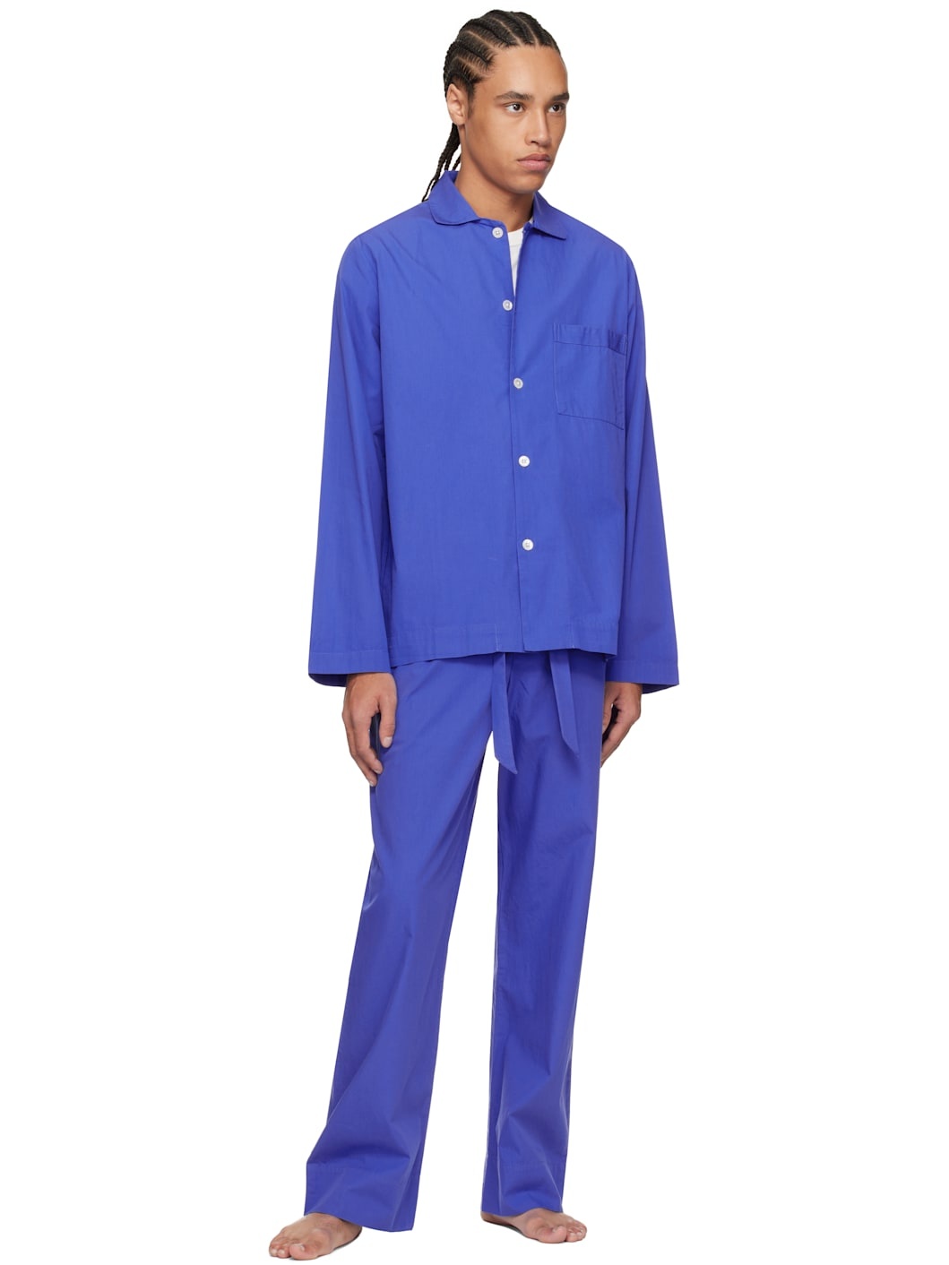 Blue Poplin Pyjama Pants - 4