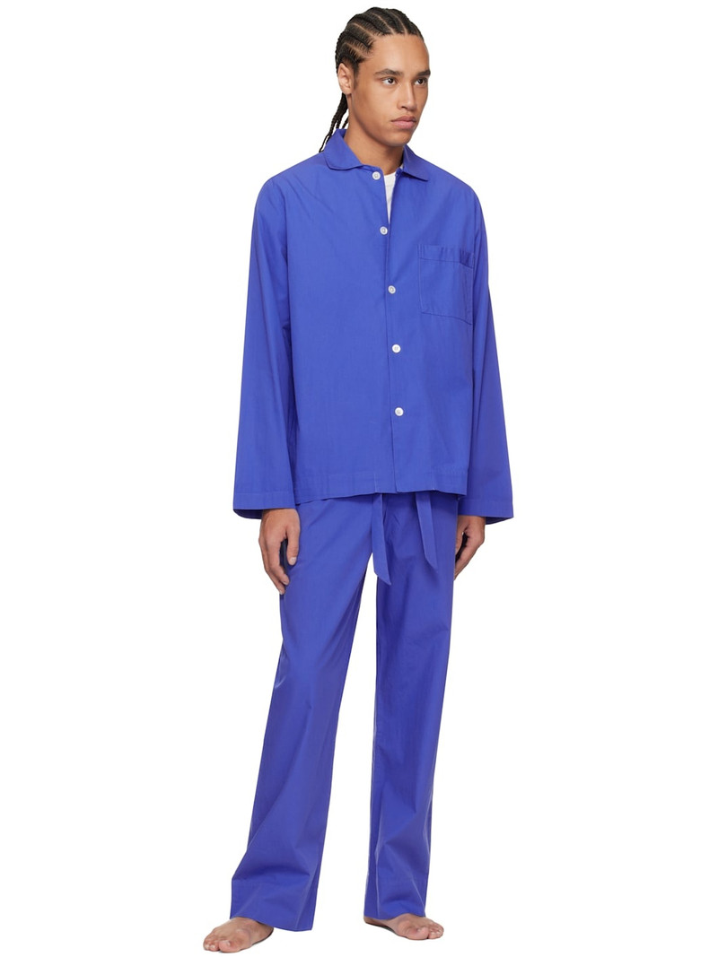 TEKLA Blue Poplin Pyjama Pants outlook