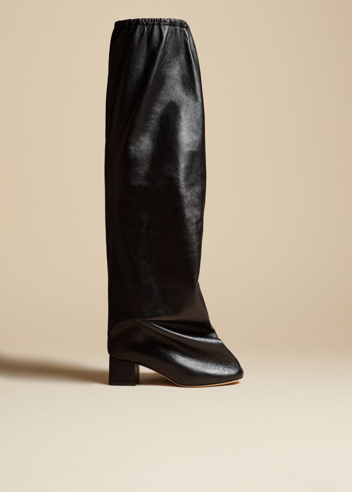 The Bowe Over-the-Knee Boot in Black Leather - 1