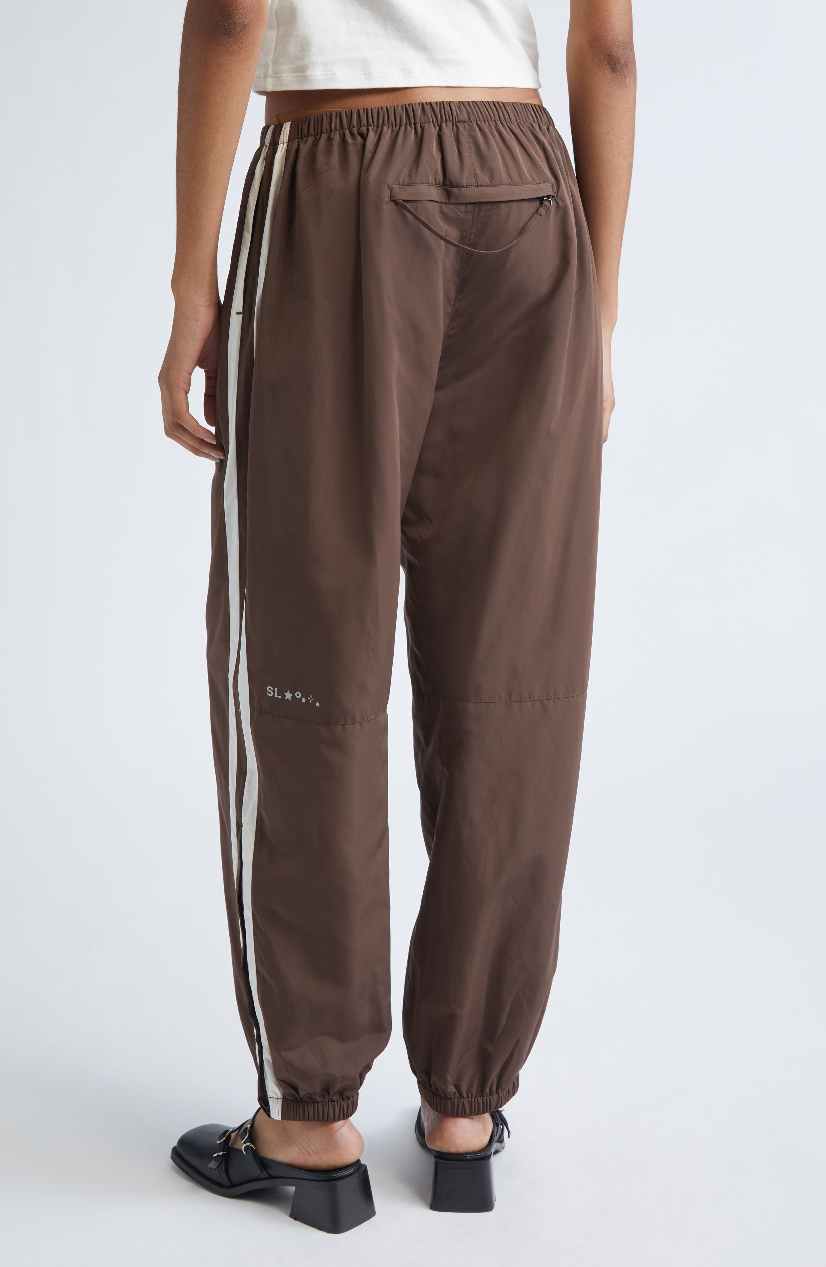 Sandy Liang Paprika Taffeta Track Pants in Dark Brown at Nordstrom - 2