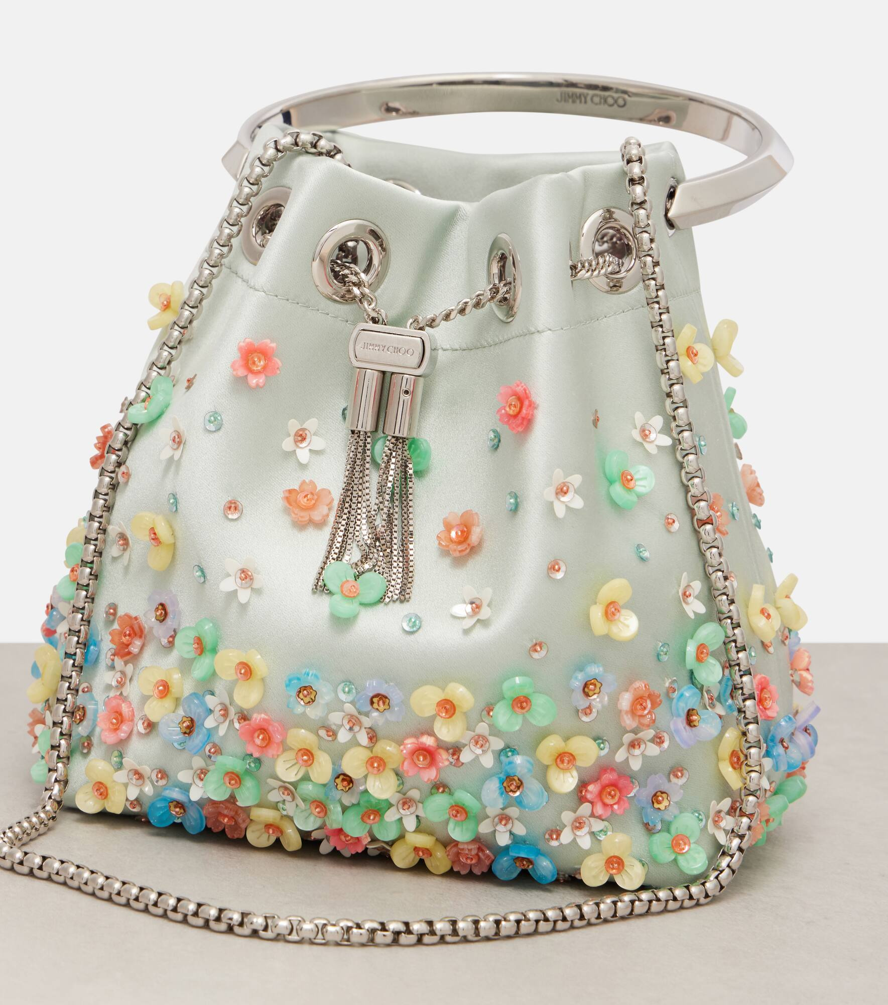 Bon Bon embellished satin bucket bag - 6