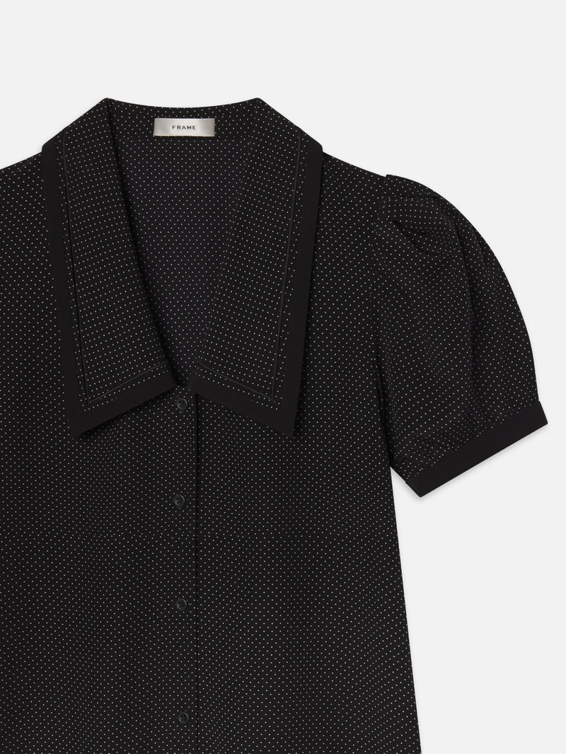 FRAME The Polka Dot Sailor Dress in Black Multi outlook