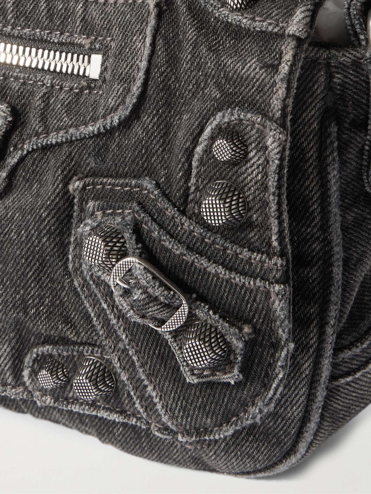 Le Cagole XS Studded Washed-Denim Messenger Bag - 5