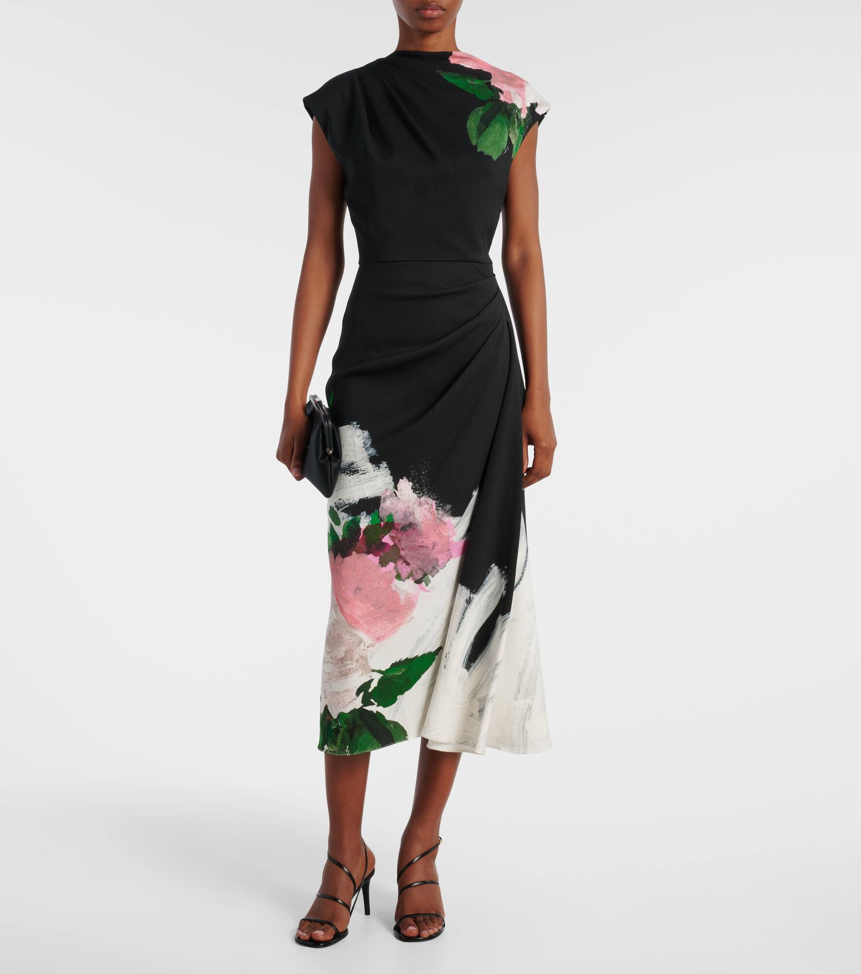 Floral gathered midi dress - 2