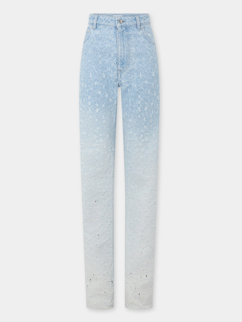 SCRATCHED RAW LIGHT BLUE JEANS - 1