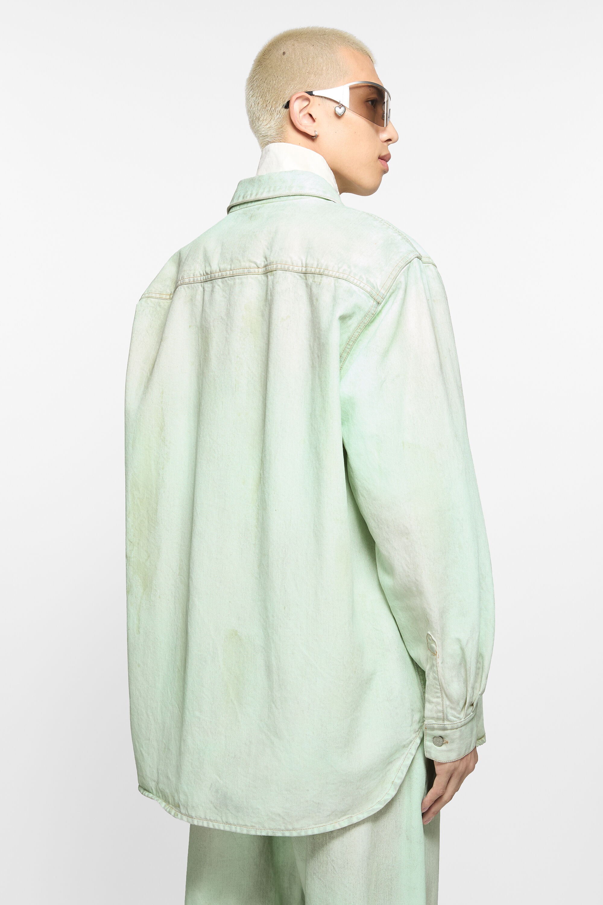 Denim button-up shirt - Relaxed fit - Mint green - 3