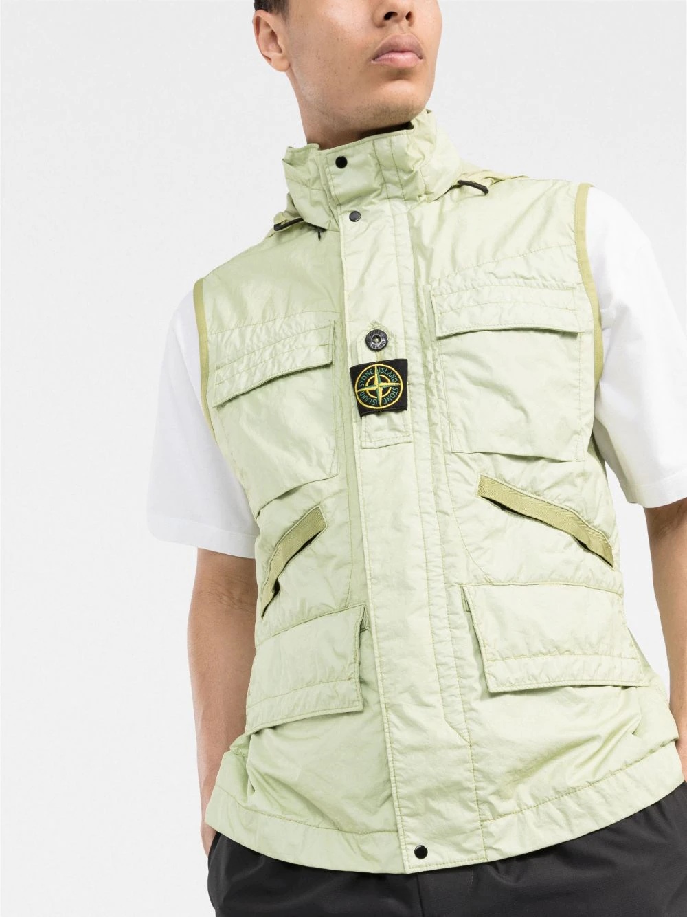 logo-patch crinkle-effect gilet - 3