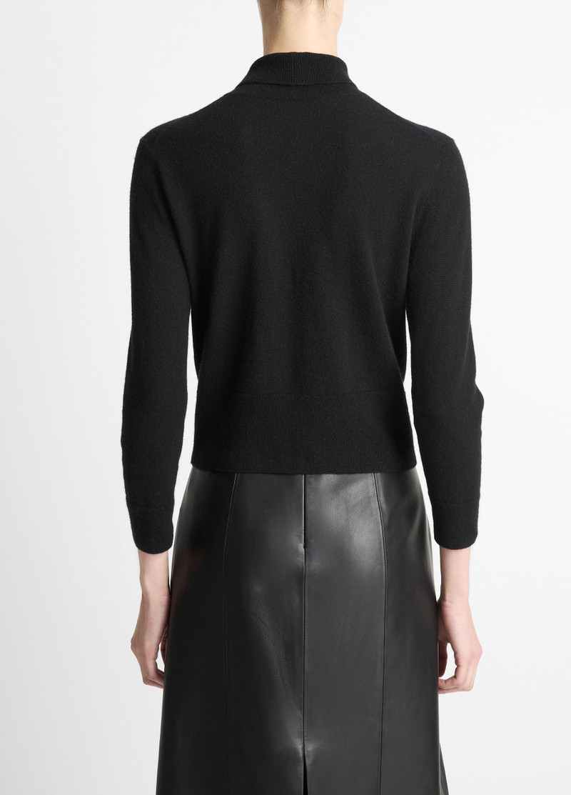 Vince Cashmere-Silk Three-Quarter-Sleeve Mock-Neck Sweater outlook