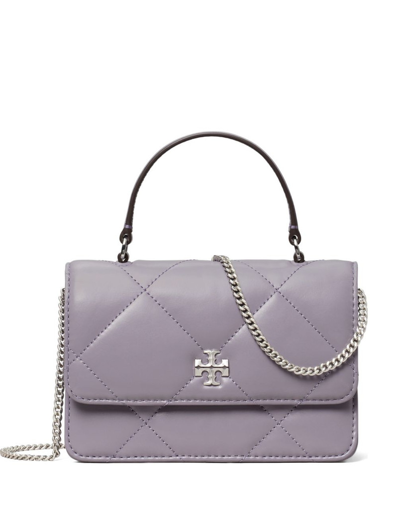 Kira diamond quilt mini top handle chain wallet 1
