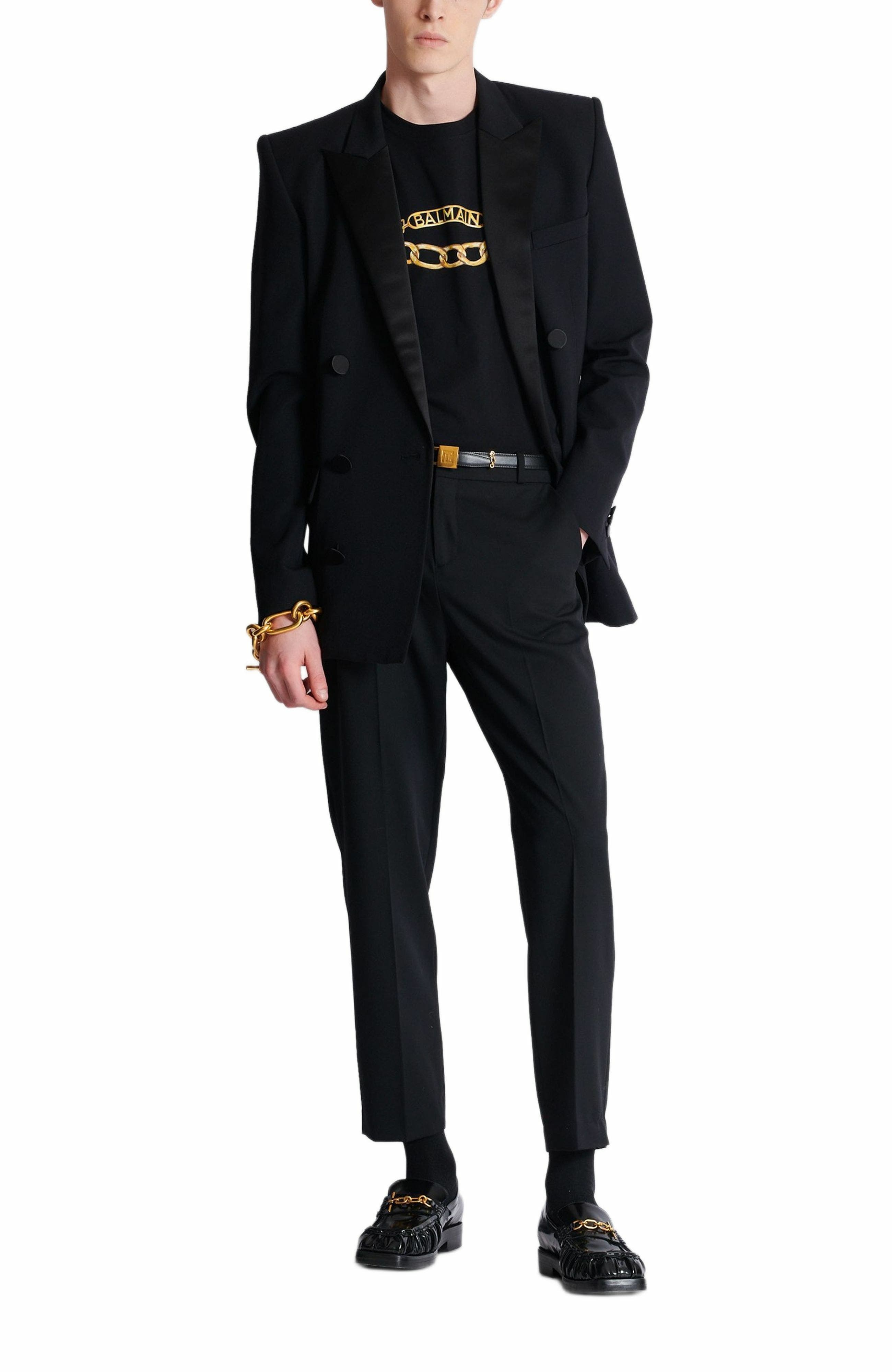 Balmain Chaînes Logo printed T-shirt in Black at Nordstrom - 2