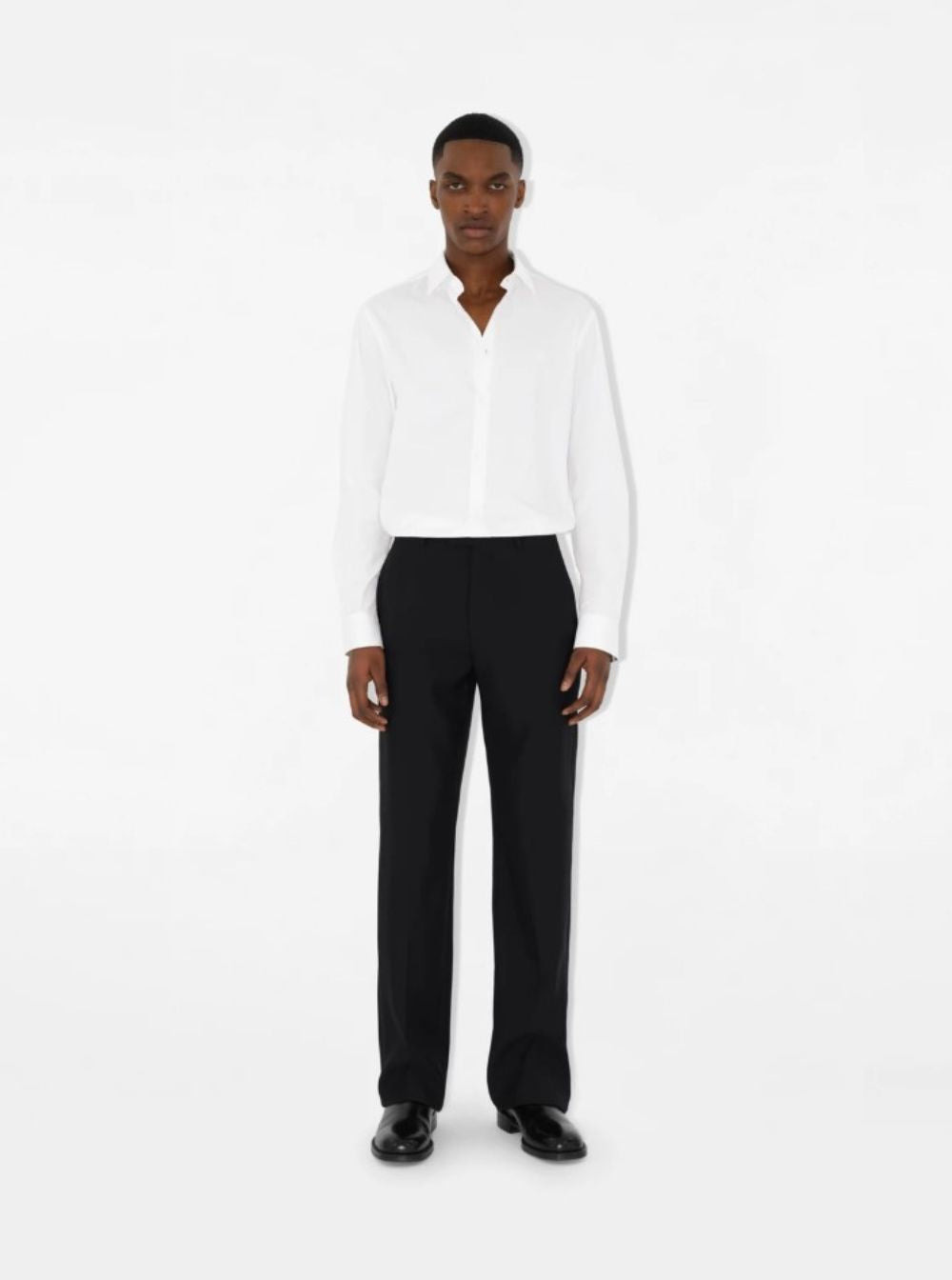 Burberry Men White Long Sleeve Shirt With Tonal Logo Embroidery In Stretch Cotton Man - 4