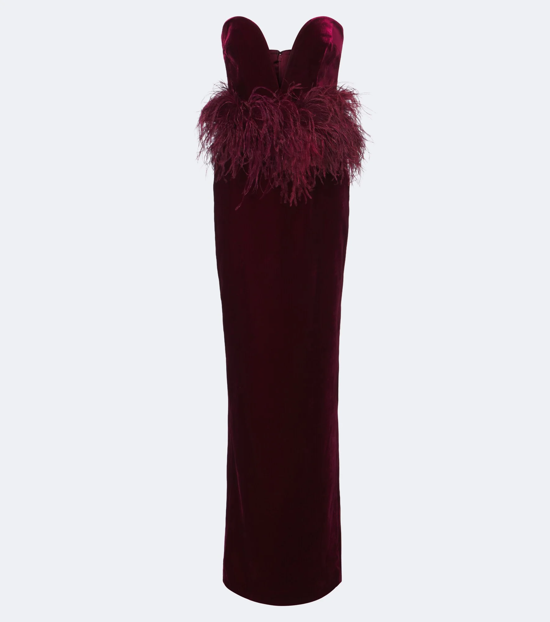Sienna feather-trimmed velvet gown - 1