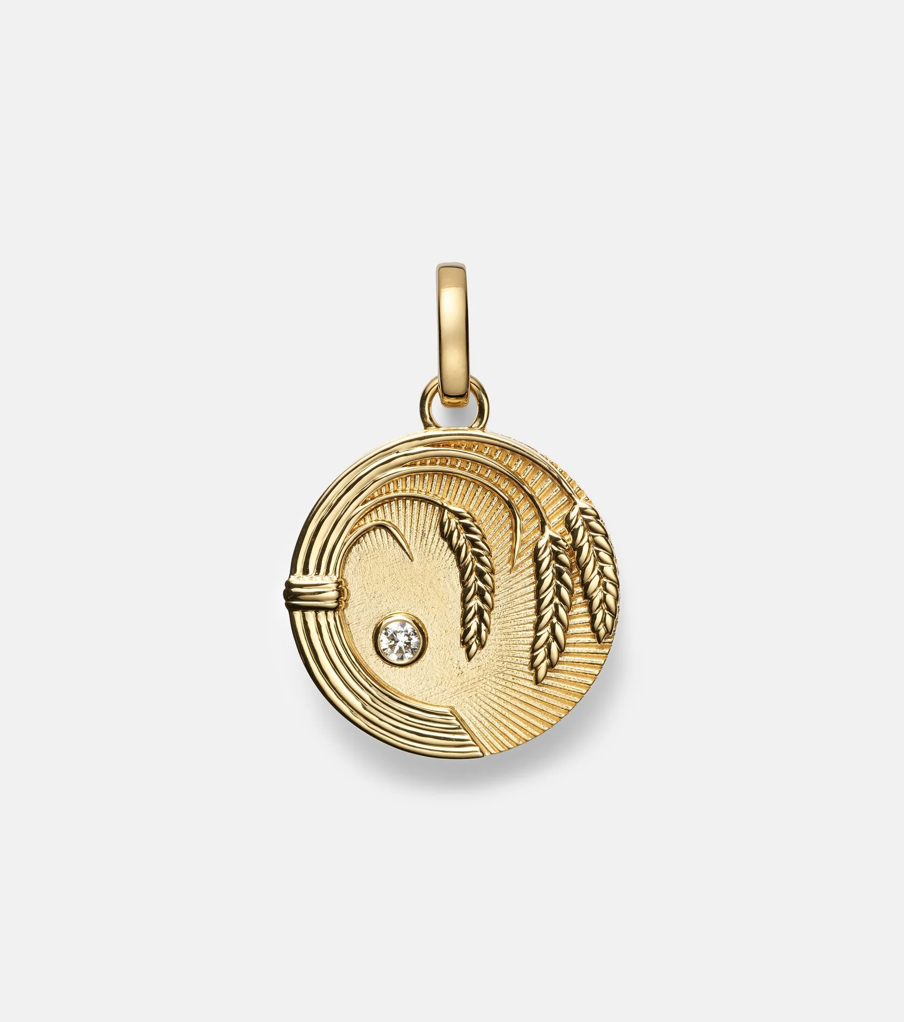 Infinite Gratitude Braided Wheat Medium 18kt gold pendant with diamond - 1