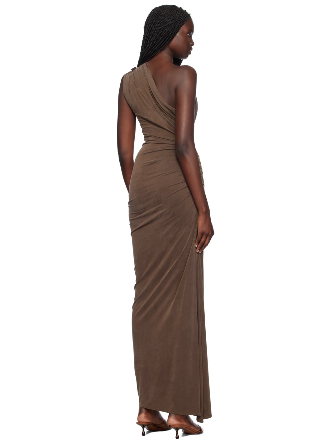 Purple One Shoulder Ruched Maxi Dress - 3
