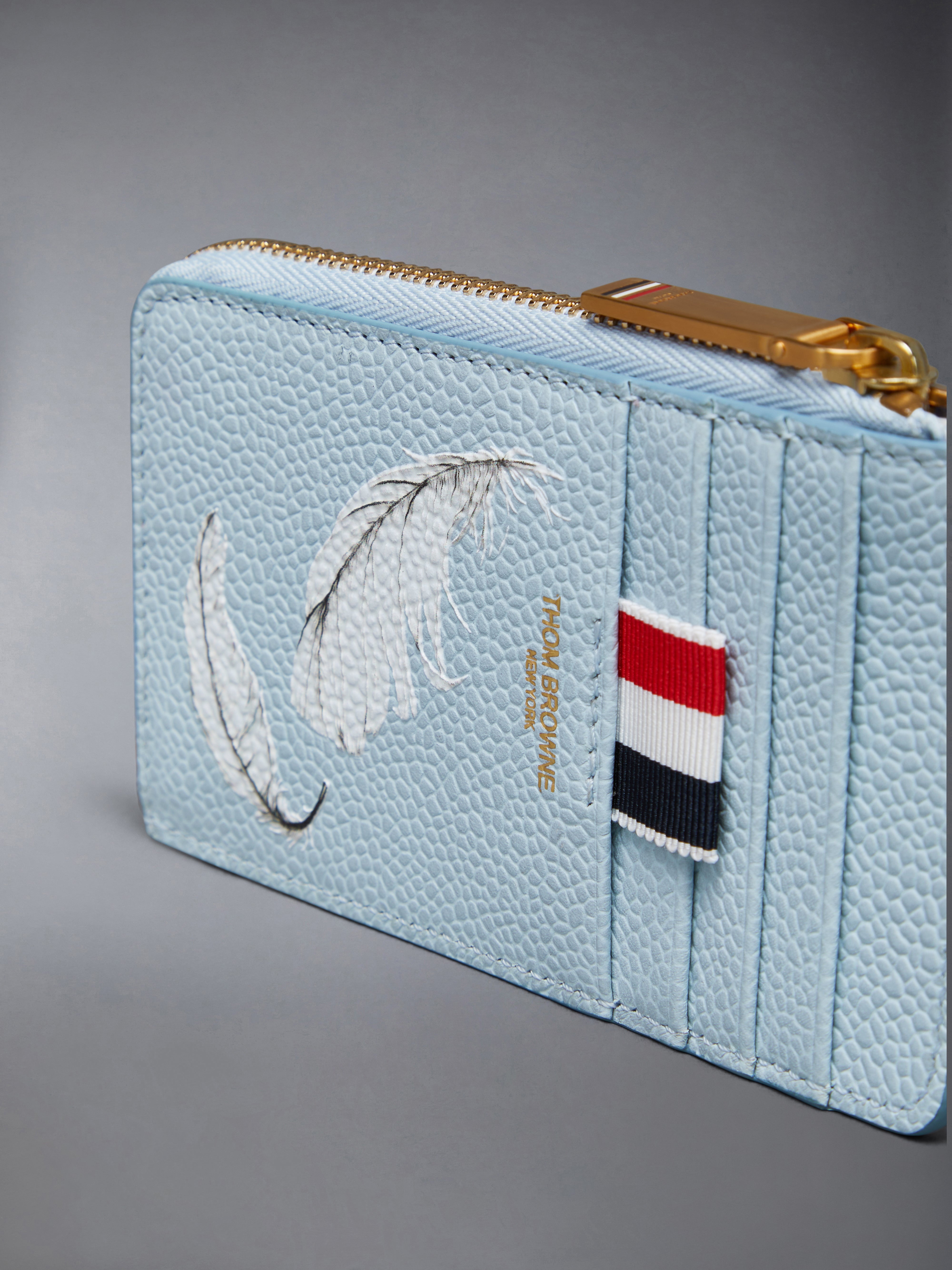 FEATHER PRINT PEBBLE GRAIN COIN CARD HOLDER - 4