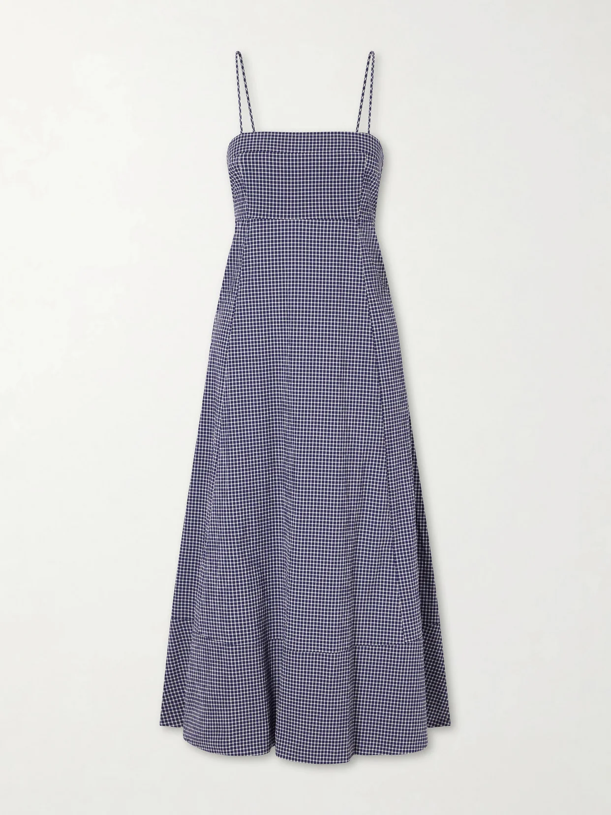 Thay Gingham Knot-detailed Cut-out Seersucker Midi Dress - 1