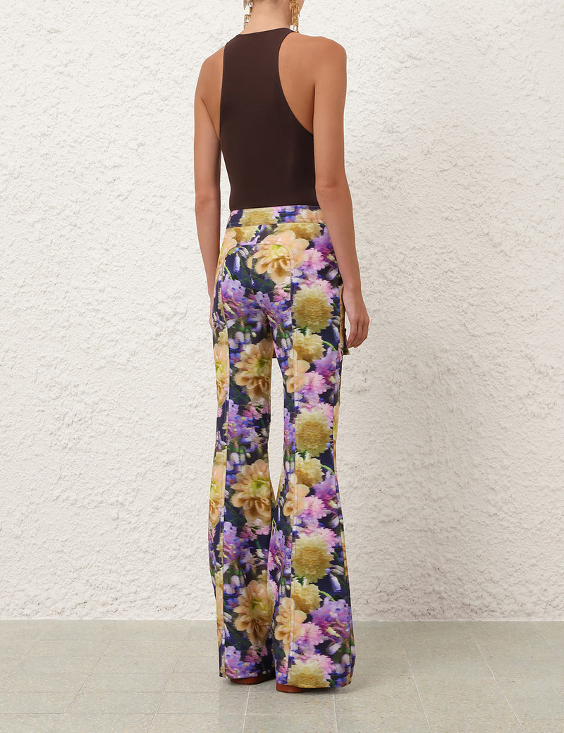LUNA PRINTED DRILL FLARE PANT 4