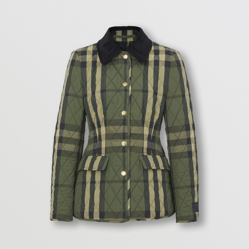 Corduroy Collar Diamond Quilted Barn Jacket 1