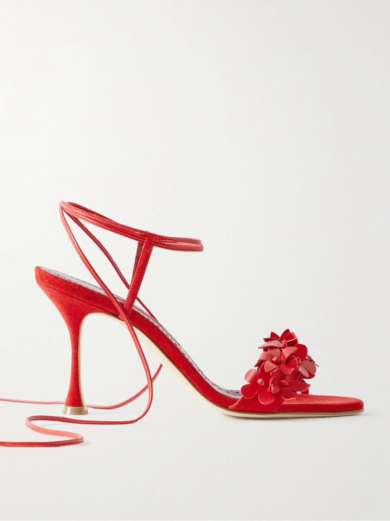 Anista 90 Leather-trimmed Suede Sandals 1