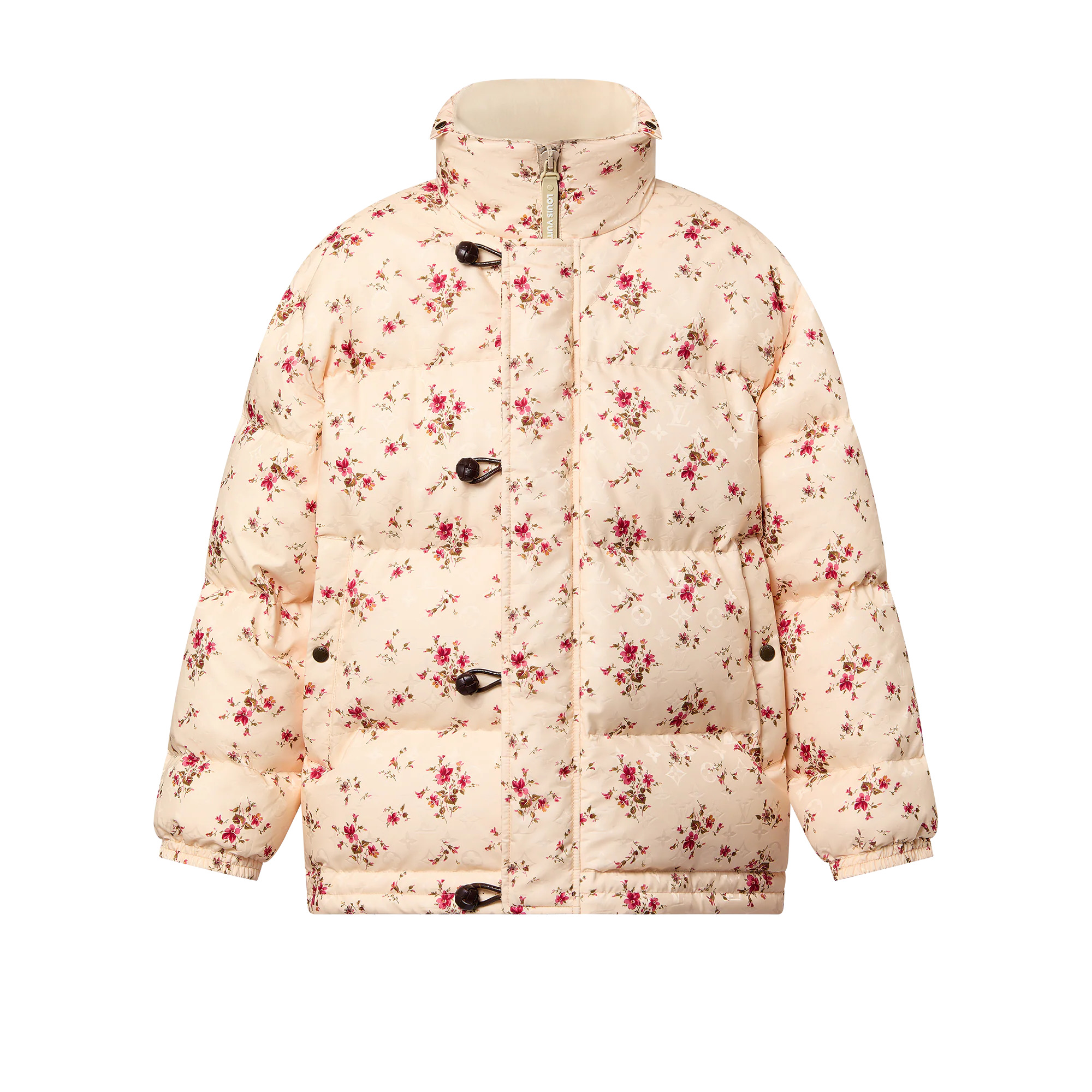 Floral Print Long Puffer Jacket - 1