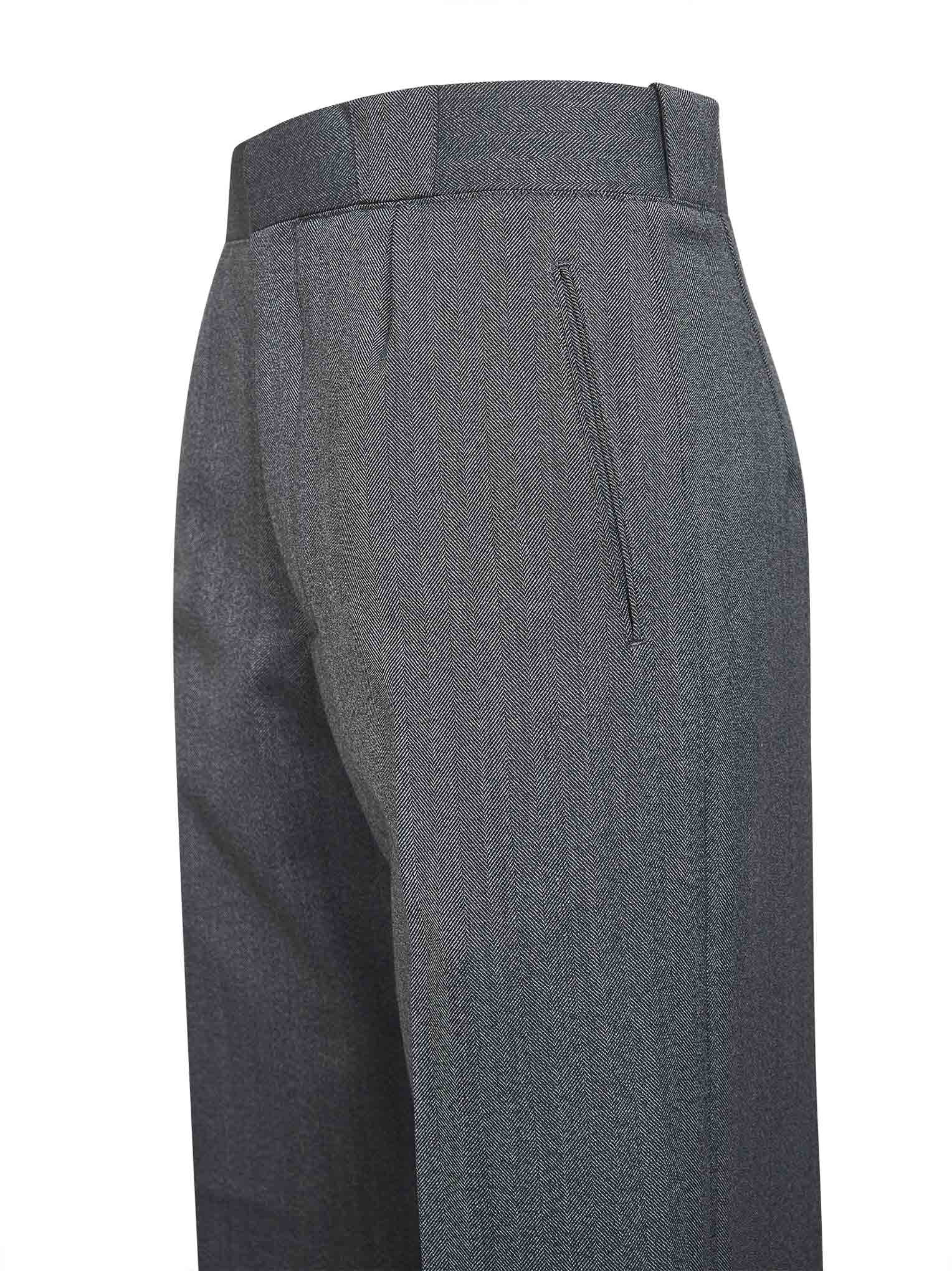 Grey herringbone wool blend trousers - 3