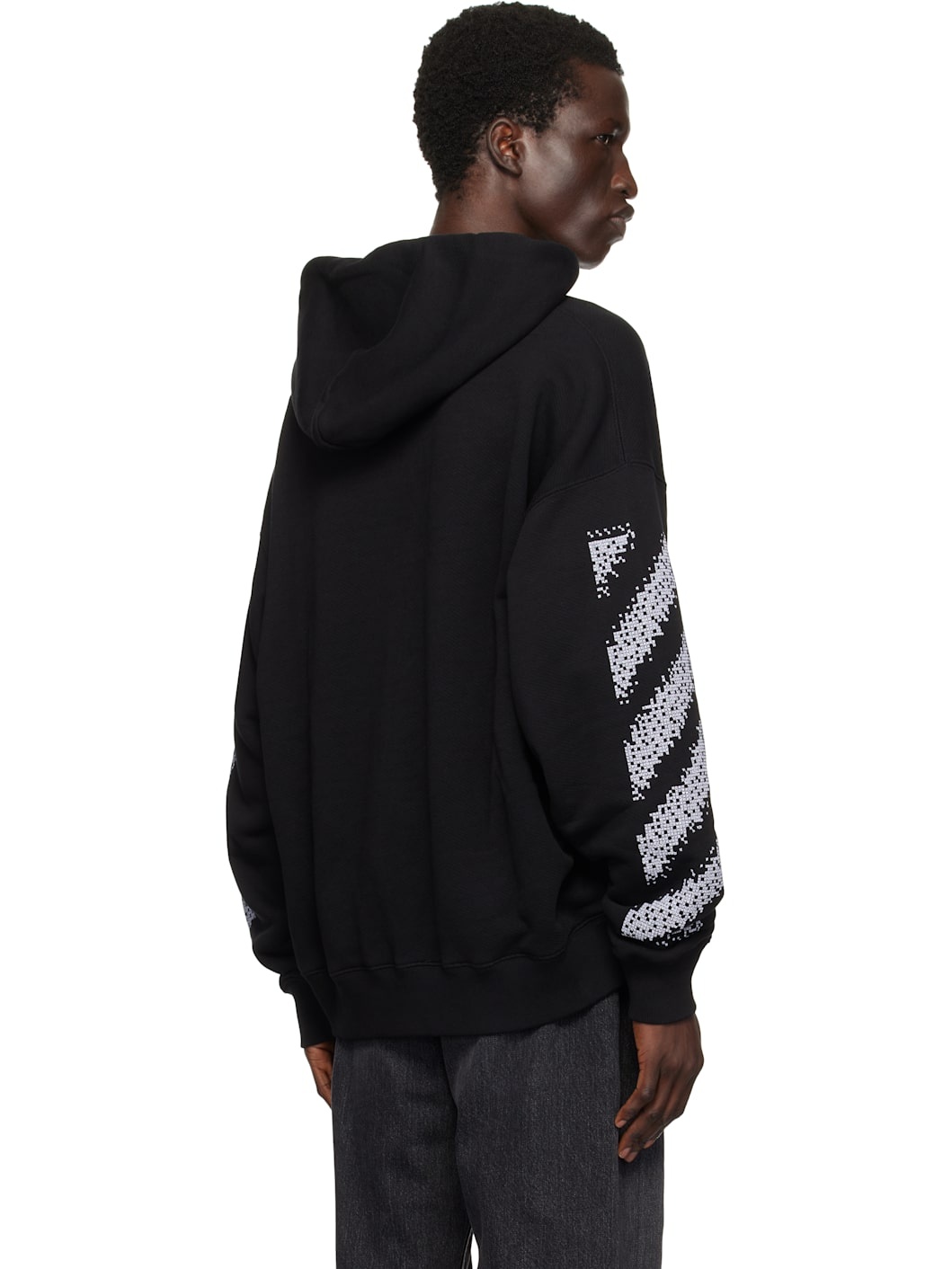 【関税込み】Off-White ブラック Pixel Diag Skate フーディ Off-White Black Pixel Diag Skate Hoodie | REVERSIBLE