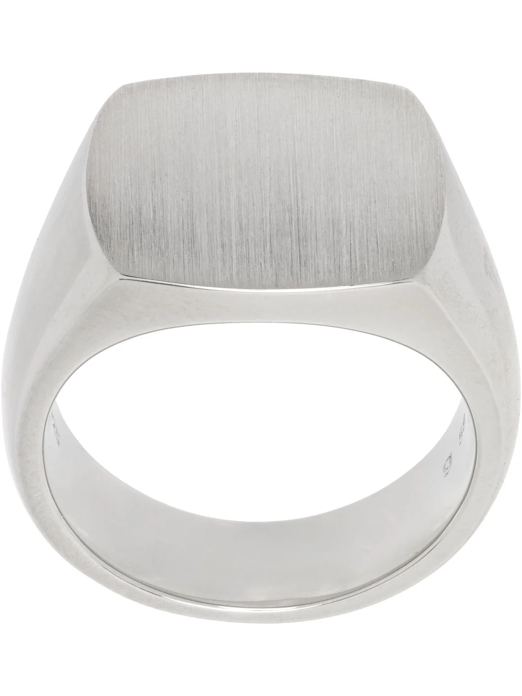 Silver Cushion Satin Ring - 1