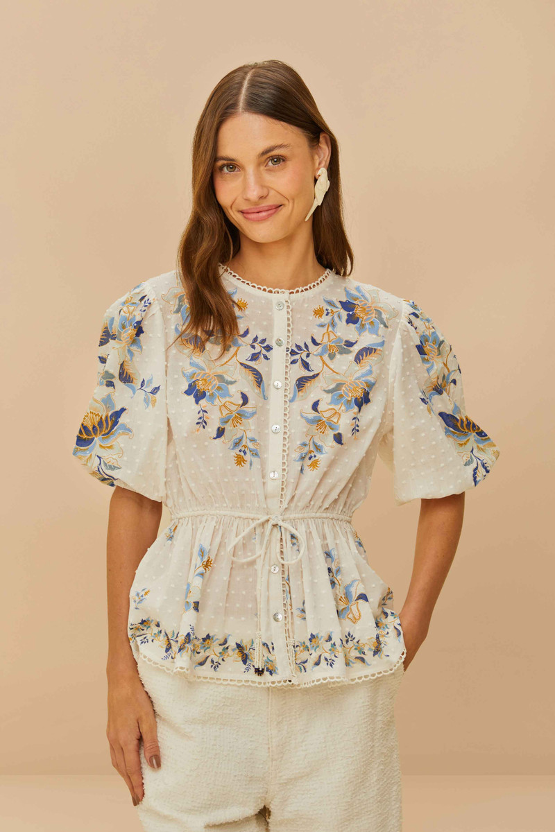Off-White Mystic Blue Lotus Dreamscape Blouse 1