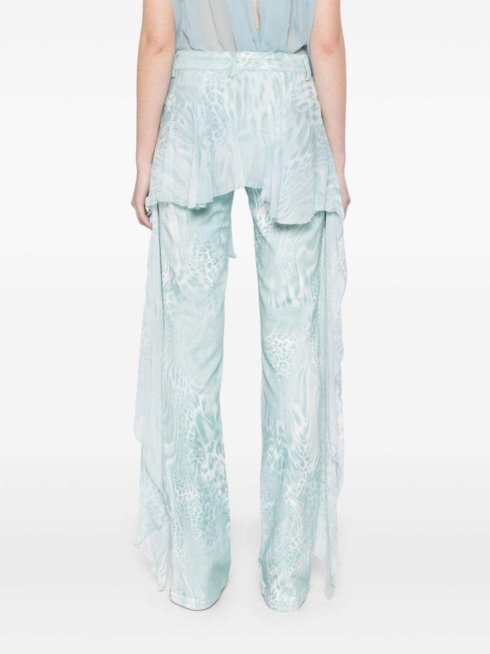 flounce-detail printed jeans - 4